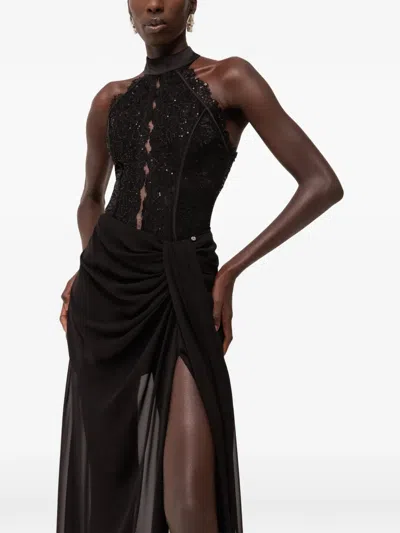 Nissa Sequin Lace Bodysuit In Black
