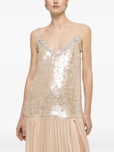 Nissa Sequined Backless Maxi Dress In Multi