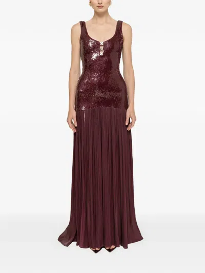 Nissa Sequin-embellished Crystal-detail Maxi Dress In Red