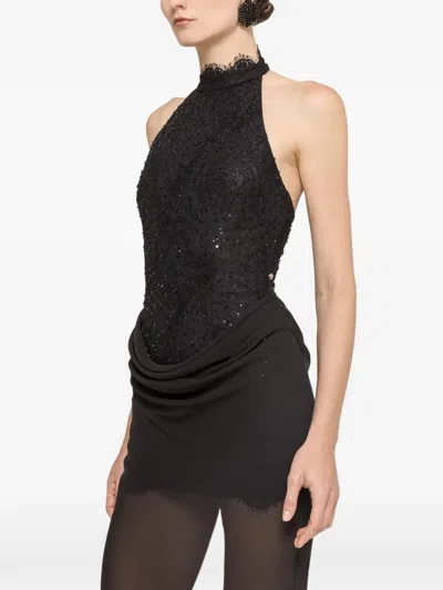 Nissa Sequin-embellishment Maxi Dress In Black