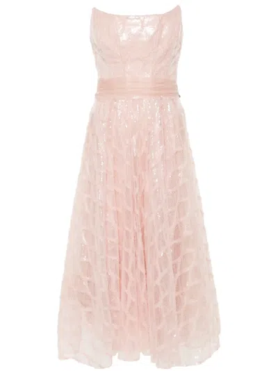 Nissa Sequinned Diamond-pattern Dress In Rosa
