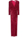 Nissa Sequinned Gown In Red