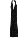 Nissa Sequinned Halterneck Maxi Dress In Black