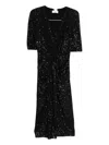 Nissa Sequinned Midi Dress In Black
