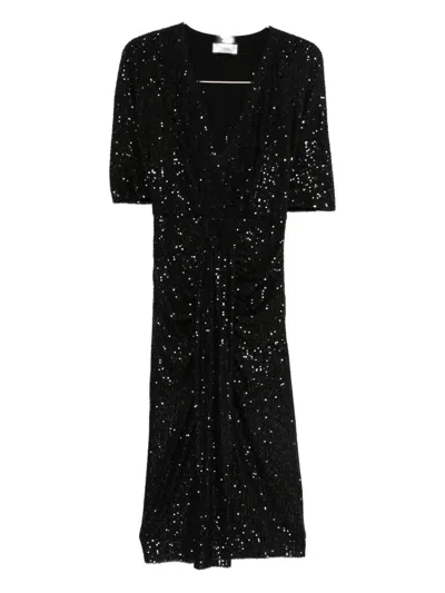 Nissa Sequinned Midi Dress In Black