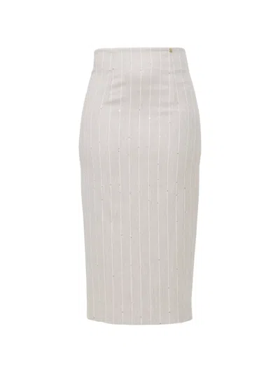 Nissa Sequins Detail Midi Skirt In Grey