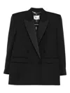 Nissa Shawl-lapel Double-breasted Blazer In Black