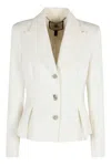 Nissa Short Flared Blazer With Jeweled Buttons In White