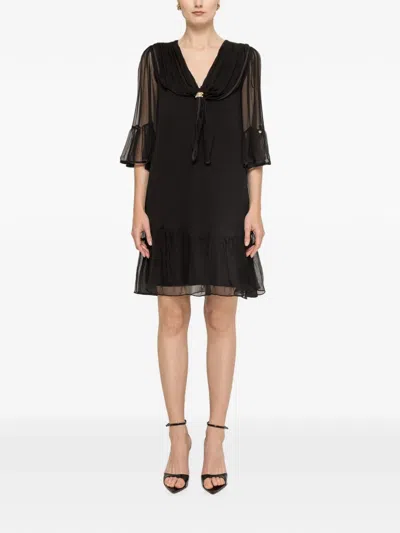 Nissa Silk Midi Dress In Black