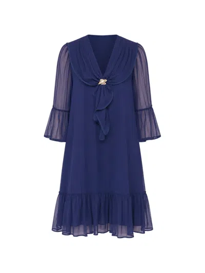 Nissa Silk Midi Dress In Blue