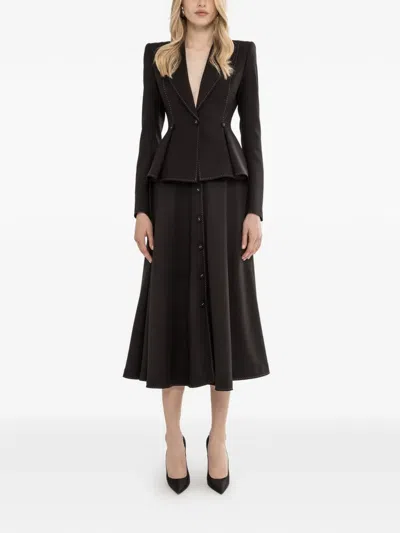 Nissa Single-breasted Linen Blazer In Black