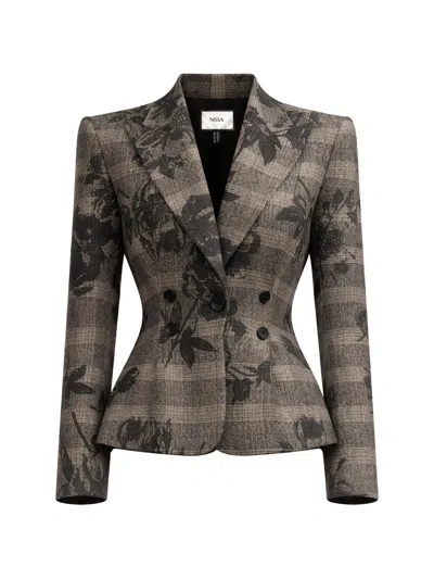 Nissa Single-breasted Fitted Blazer In Gray