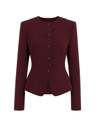 Nissa Single-breasted Fitted Blazer In Burgundy