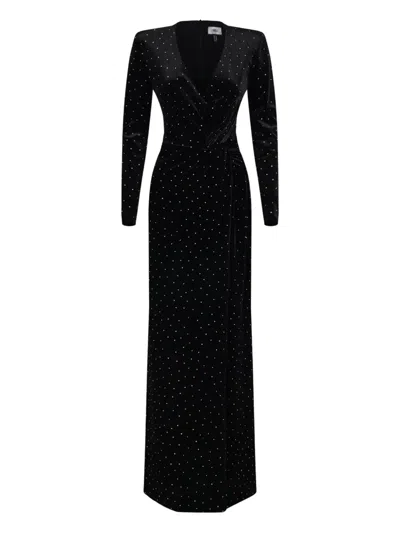 Nissa Stud-embellished Maxi Dress In Black