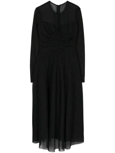 Nissa Studded Flared Midi Dress In Black