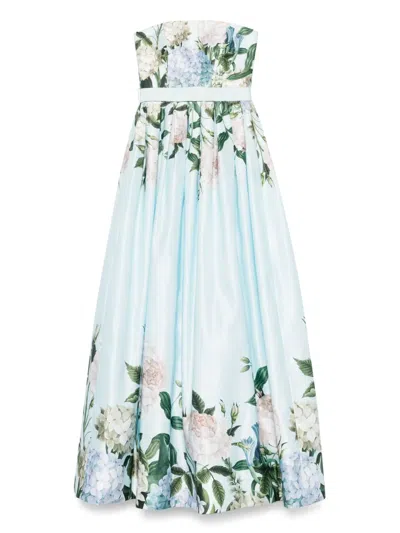 Nissa Taffeta Corset Gown In Blue