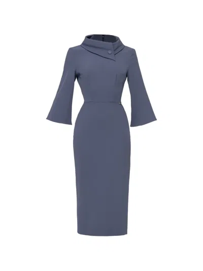 Nissa Tailored Midi Dress In Blue