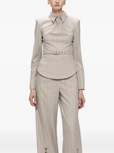 Nissa Tie-detail Tailored Top In Neutral