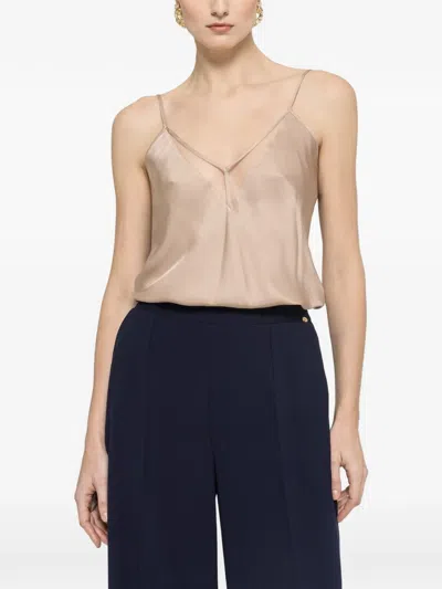 Nissa Tulle-insert Top In Neutral