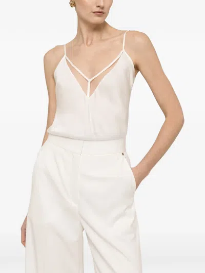 Nissa Tulle-insert Top In White