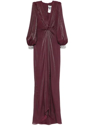 Nissa Twist-detail Chiffon Maxi Dress In Pink/purple