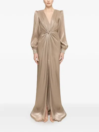 Nissa Twist Embellished Dress In Neutral