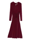 Nissa Twisted-front Dress In Burgundy