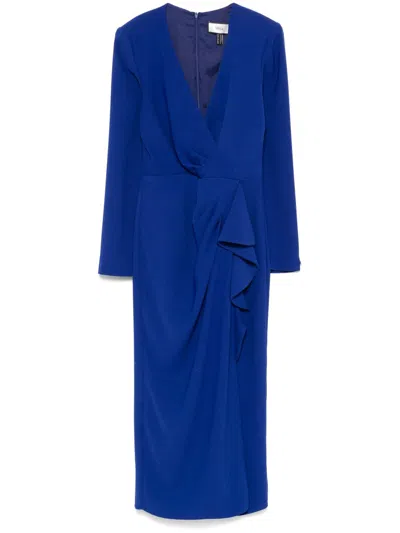 Nissa Krepp-midikleid Mit V-ausschnitt In Blau