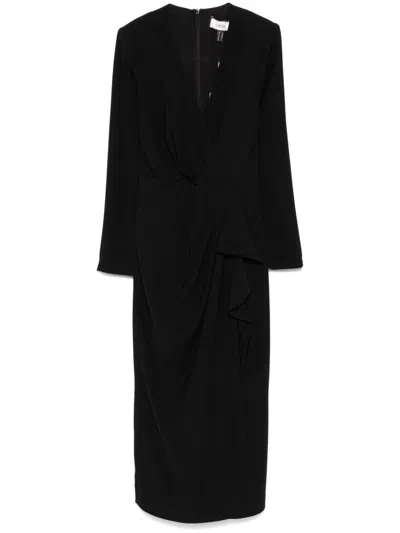 Nissa Krepp-midikleid Mit V-ausschnitt In Schwarz