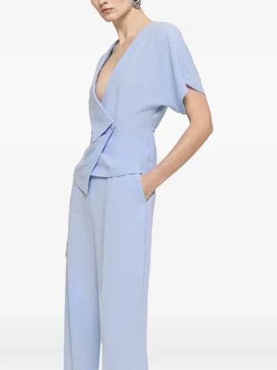 Nissa V-neck Crepe Top In Blue