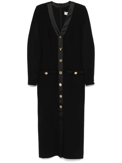 Nissa V-neck Midi Dress In Black