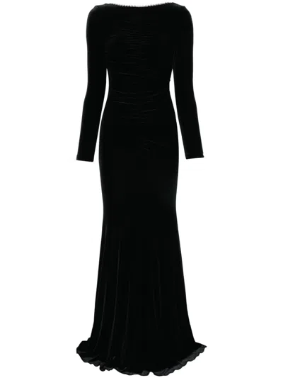 Nissa Velvet Backless Maxi Dress In Black