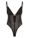 Nissa Velvet-finish Bodysuit In Black