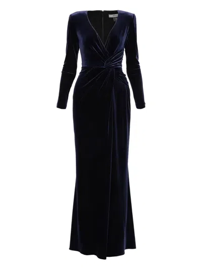 Nissa Velvet Maxi Dress In Blue