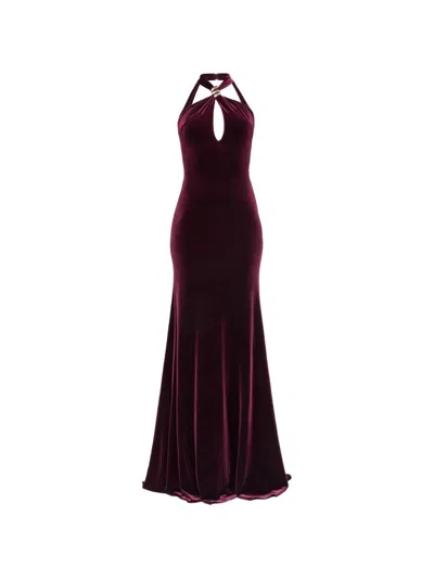 Nissa Velvet Maxi Dress In Burgundy