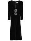 Nissa Velvet Midi Dress In Black