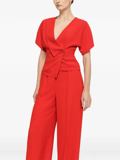 Nissa V-neck Buttoned Top In Red