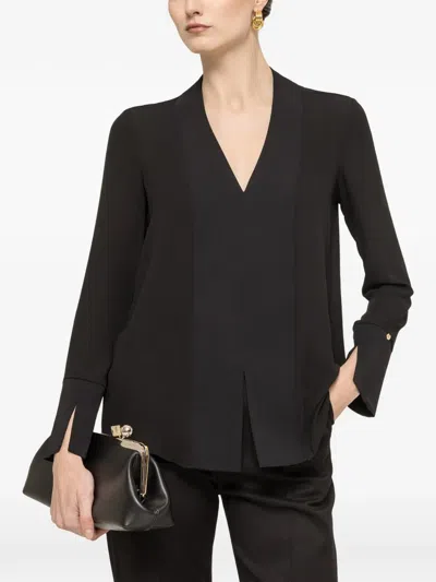 Nissa V-neck Panelled Top In Black