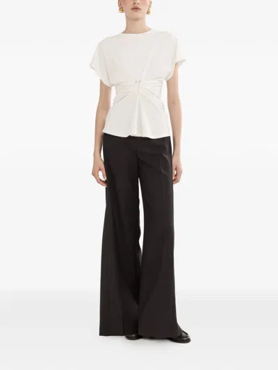 Nissa Wide-leg Linen Trousers In White