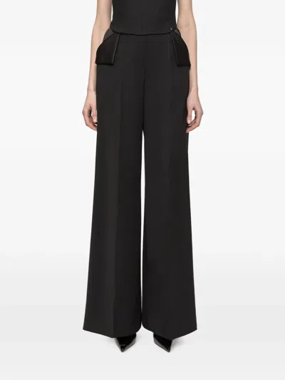 Nissa Wide-leg Wool Pants In Black