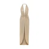 Nissa Backless High-shine Maxi Dress In Neutral