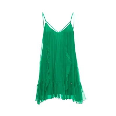 Nissa Women's Backless Silk Mini Dress Green