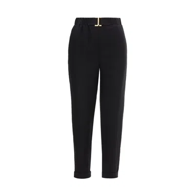Nissa Women's Belted Viscose Pants Black