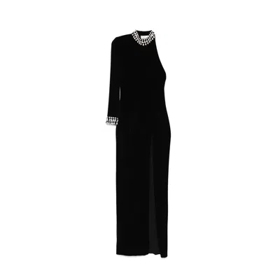 Nissa Women's Black Backless Velvet Maxi Dress