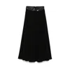 Nissa Belted Midi Skirt In Black