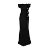 Nissa Women's Black Bow-detail Lace Maxi Dress