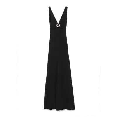 Nissa Women's Black Bow-detail Maxi Dress