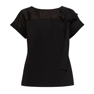 Nissa Women's Black Bow-detail Top