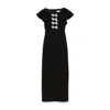 Nissa Women's Black Crystal-bow Midi Dress