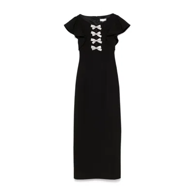 Nissa Women's Black Crystal-bow Midi Dress